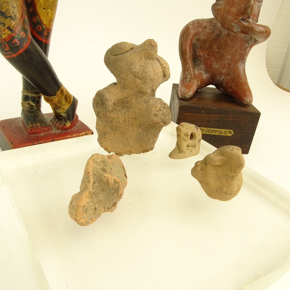 Miscellaneous Figural Lot. Includes a Tibetan stone figure, unsigned, multiple repairs "as is" - Image 6 of 14