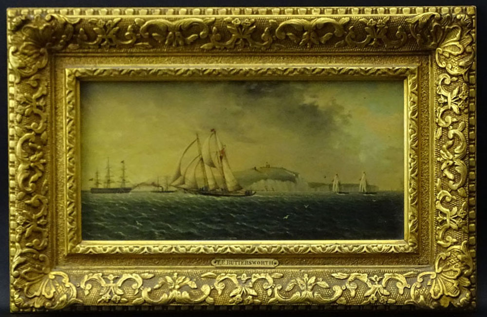 James Edward Buttersworth, American/British (1817-1894) Oil on board "Schooner Yacht Race Off - Image 5 of 8