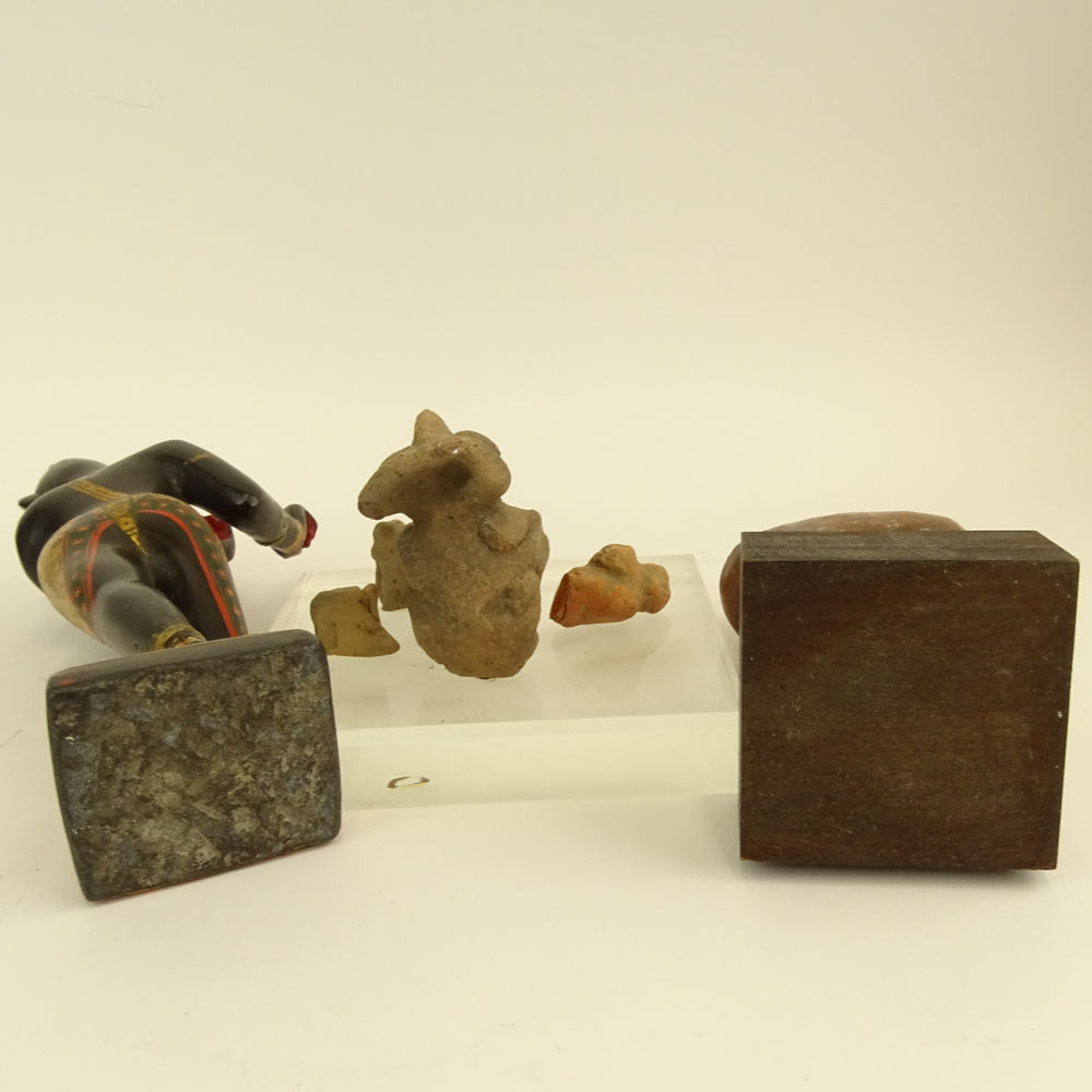 Miscellaneous Figural Lot. Includes a Tibetan stone figure, unsigned, multiple repairs "as is" - Image 13 of 14