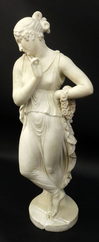 After: Antonio Canova, Italian (1757-1822) Carved Marble Figure "Dancer With Finger On Chin" - Image 4 of 10