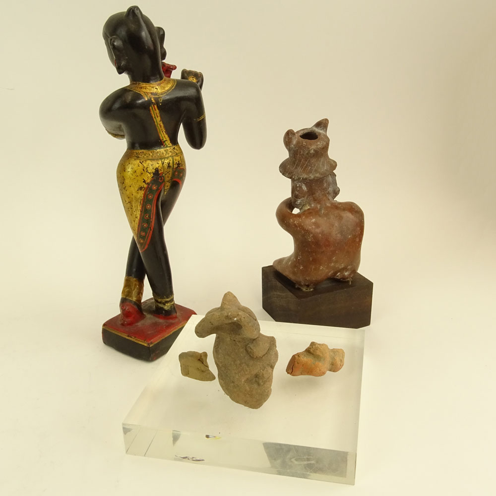 Miscellaneous Figural Lot. Includes a Tibetan stone figure, unsigned, multiple repairs "as is" - Image 10 of 14