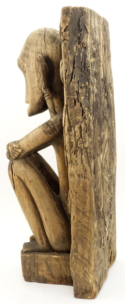 19th Century or Earlier Indonesian Nias or Leti Carved Wood Ancestor Seated Figure. Unsigned. - Image 3 of 10