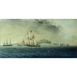 James Edward Buttersworth, American/British (1817-1894) Oil on board "Schooner Yacht Race Off