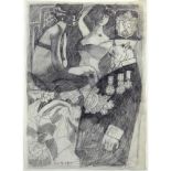 Rudolf Schlichter, German (1890-1955) Pencil On Paper "Satirical Illustration". Signed. Creases or