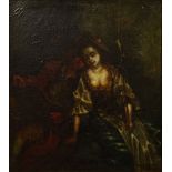 Antique Continental Oil Painting on Canvas "Romantic Couple" Unsigned. "As Is" Condition, with