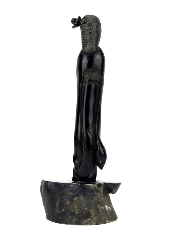 Vintage Carved Black Coral Figurine "Asian Woman" Unsigned. Good vintage condition. Measures 7-3/ - Image 3 of 8