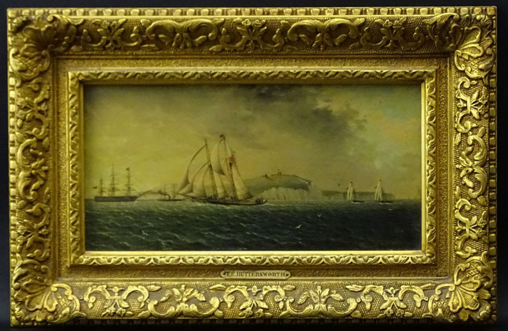 James Edward Buttersworth, American/British (1817-1894) Oil on board "Schooner Yacht Race Off - Image 6 of 8