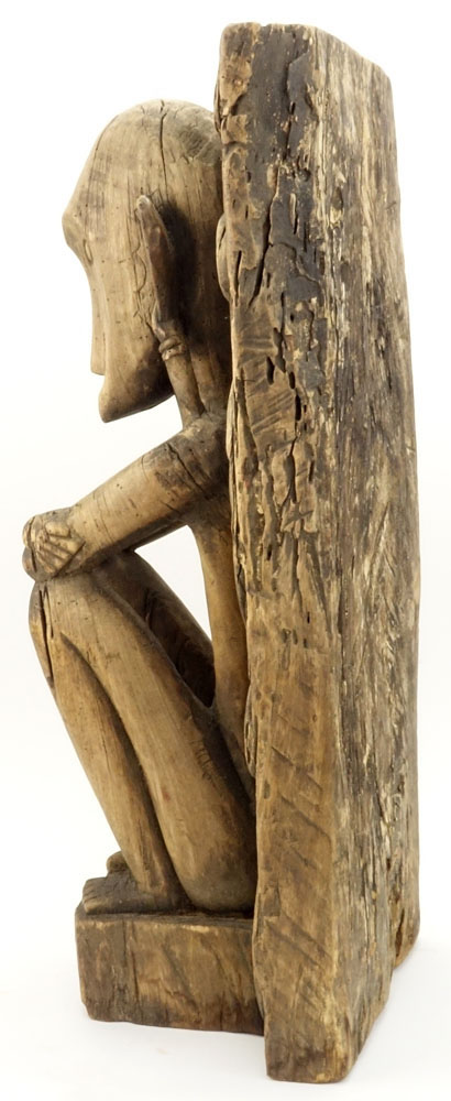 19th Century or Earlier Indonesian Nias or Leti Carved Wood Ancestor Seated Figure. Unsigned. - Image 4 of 10