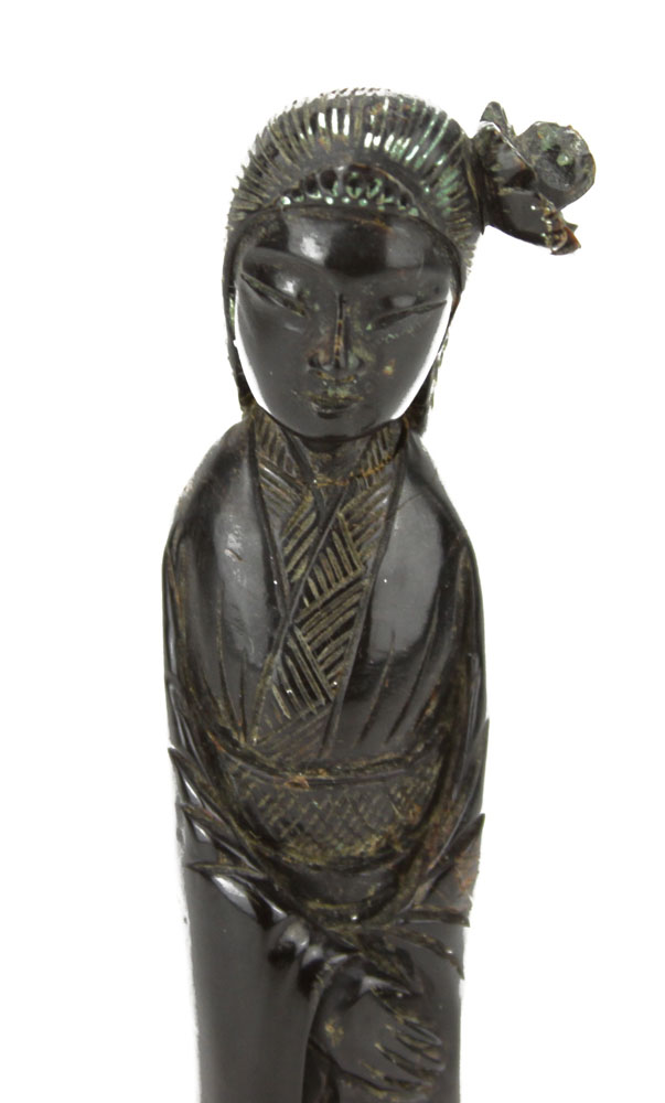 Vintage Carved Black Coral Figurine "Asian Woman" Unsigned. Good vintage condition. Measures 7-3/ - Image 5 of 8