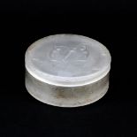 R. Lalique Frosted Crystal Three Graces Figural Powder Box. Molded signature, artist signed D'Orsay.