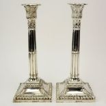 Pair of 18th Century English Silver Weighted Candlesticks. Hallmarked London, 1759, makers mark I.S.