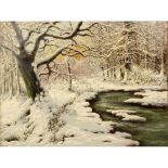 Miklos Neogrady, Hungarian (20-21st cent) Oil on Canvas, Winter Snow Scene. Signed lower right. Good