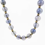 Vintage Chalcedony Quartz Bead Necklace. Unsigned. Beads measure 12mm. Necklace measures 18" L.