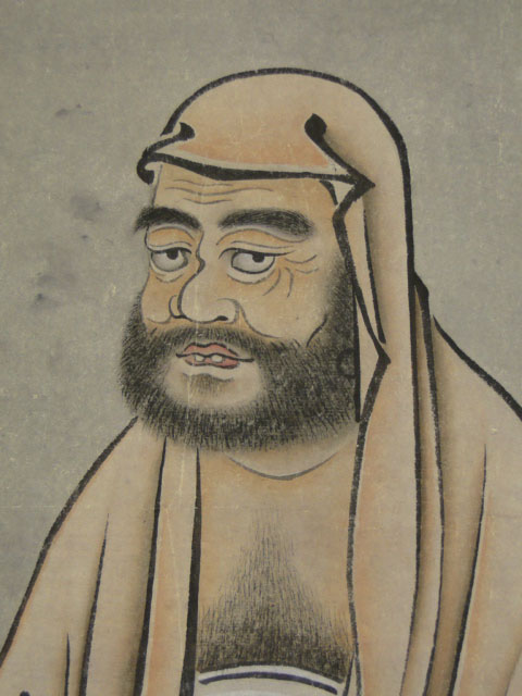 Early 20th Century Japanese Watercolor on Paper Set in Fabric Mounting as a Scroll. Depicts Seated - Image 4 of 4