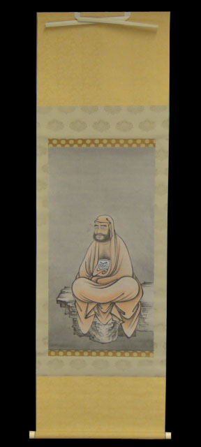 Early 20th Century Japanese Watercolor on Paper Set in Fabric Mounting as a Scroll. Depicts Seated - Image 2 of 4