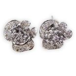 .65 Carat Micro Pave Set Diamond and 18 Karat White Gold Earrings. Diamonds F-G color, SI1-SI2