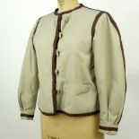 Yves Saint Laurent Fourrures Jacket. Lined with genuine brown fur, khaki color canvas top and