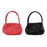 Lot of Two (2) Parri's Firenze Italian Leather Woven Handbags. Impressed company tag on interior.