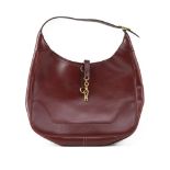 Hermes France "Rouge-Togo" Genuine Leather Handbag. Zip top with secondary locking closure, single