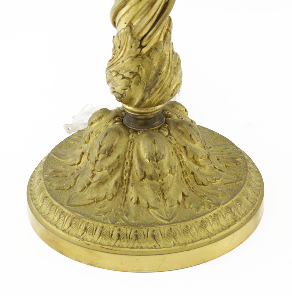 19th Century Louis XV Style Gilt Bronze Three Arm Candelabra Mounted as Lamp. Foliage to arm, - Image 3 of 4