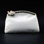 Judith Leiber New York White Lizard Skin and Gemstone Shoulder Bag. Company name tag on interior.