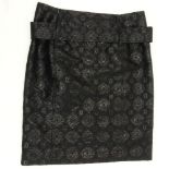 Prada Italian Black and Metallic Sheen Pattern Skirt. Includes matching belt. Good condition. Size