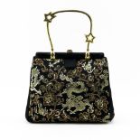 Judith Leiber New York Black Satin Asian Inspired Handbag. Company name tag on interior. Includes