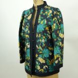 Yves Saint Laurent Rive Gauche Quilted Jacket. Diamond stitched quilted floral print, braid trim,