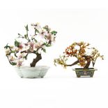 Grouping of Two (2) 20th Century Chinese Ming Trees with Semi-Precious Stones. 1 mounted on