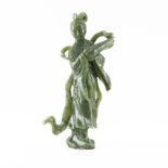 20th Century Chinese Carved Jade Guanyin Figurine. Good condition. Measures 10-3/4" H x 5-3/4" W.