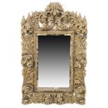 Modern William Switzer Antique Style Mirror. Fashioned in man-made material to resemble carved