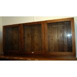 Three door glazed oak trophy cabinet approx.