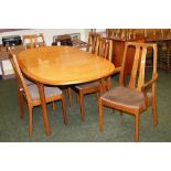 A Nathan teak extending dining table and a set of six dining chairs