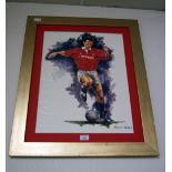 Ryan Giggs print with printed autograph, framed CONDITION REPORT; Available on request. Catalogue