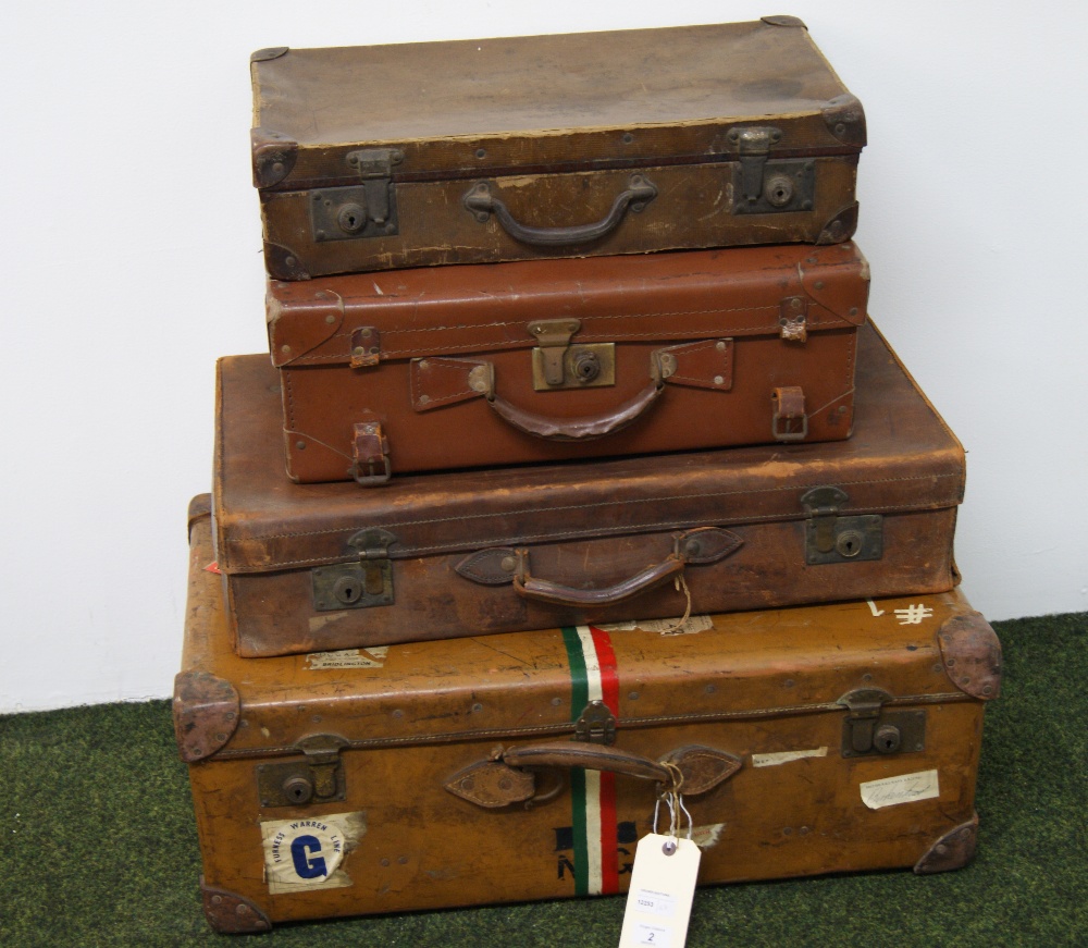 A vintage brown suitcase with shipping labels, - Image 2 of 2