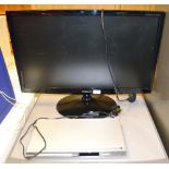 Samsung flat screen television along with a Philips DVD player