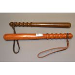 Two vintage truncheons