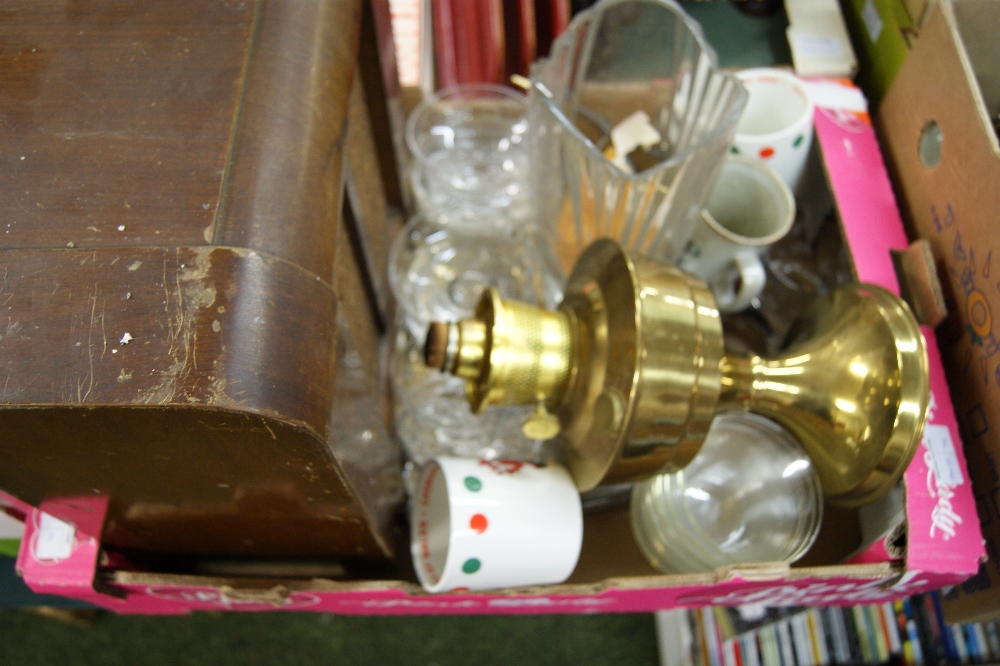 A box of assorted glass and collectibles