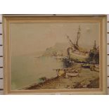 J Beltrame, an oil on canvas, depicting a coastal scene,