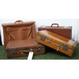 Four assorted vintage suitcases