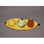 A Carltonware four piece 'fruits' cruet set CONDITION REPORT; Available on request. Catalogue