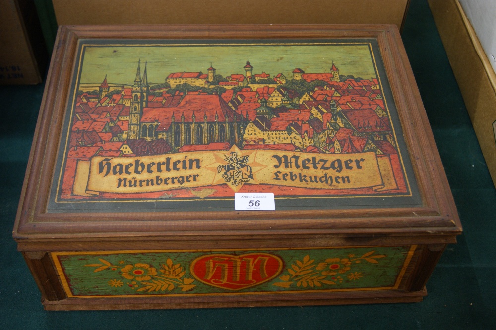 A vintage German wine box with paper labels