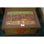 A vintage German wine box with paper labels