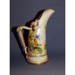 A Royal Worcester small 'Butterflies' blush Ivory tusk-form jug CONDITION REPORT; Signs of