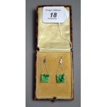 A pair of boxed 9ct white-gold drop-earrings,