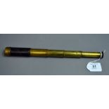 A 19th Century leather bound four drawer pocket telescope in lacquered brass