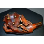 A cased Meerschaum pipe bowl,