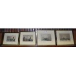 Four antique coloured book plate engravings of Liverpool and Mersey scenes, each mounted,