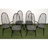 A set of six painted Ercol Quaker dining chairs (6+2)