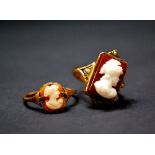 A 9ct gold cameo-set ring,